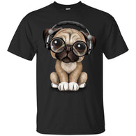 PUG DOG - Cute Pug Puppy Dj Wearing Headphones and Glasses T Shirt & Hoodie